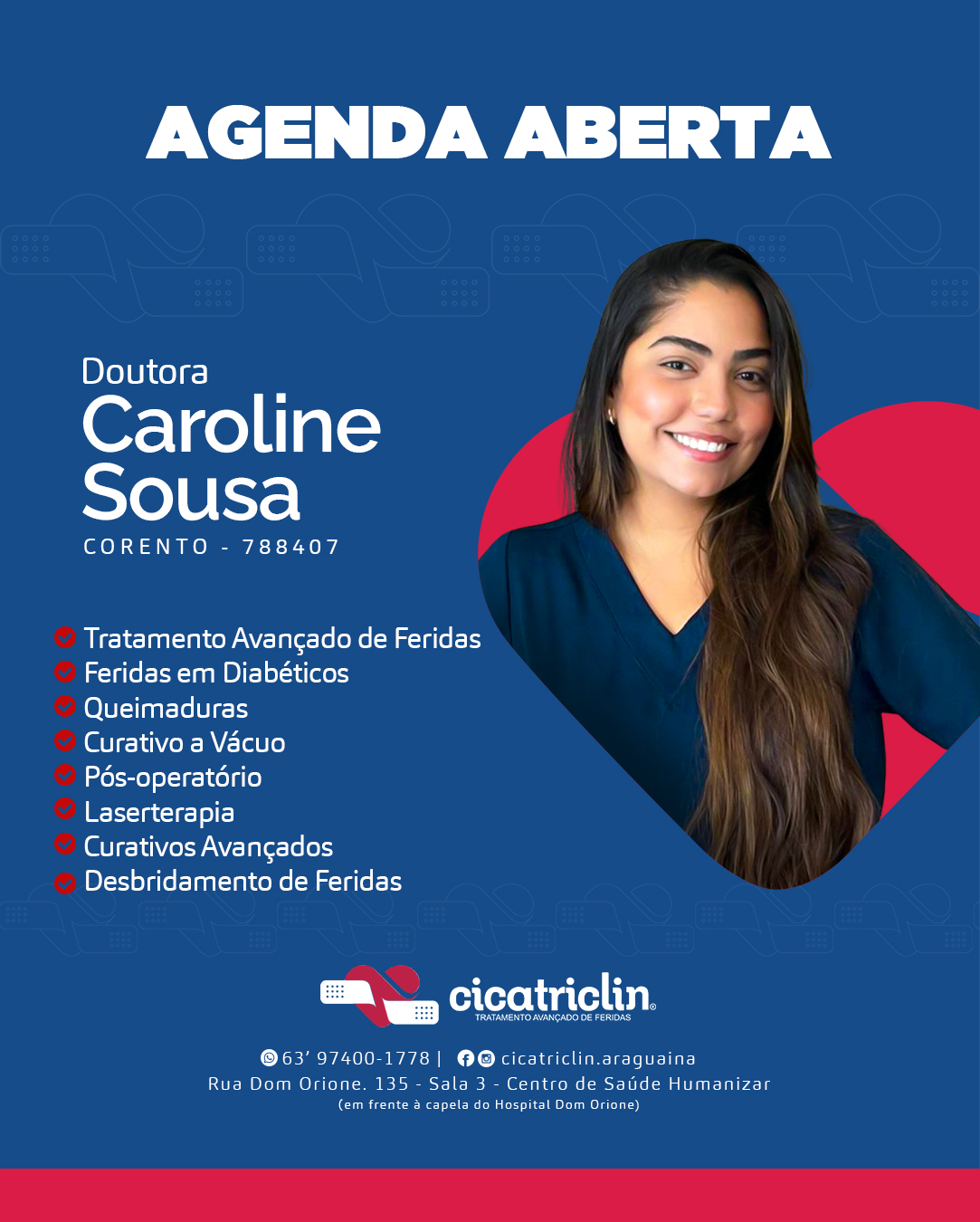 Apresentação profissional da enfermeira Caroline Sousa
