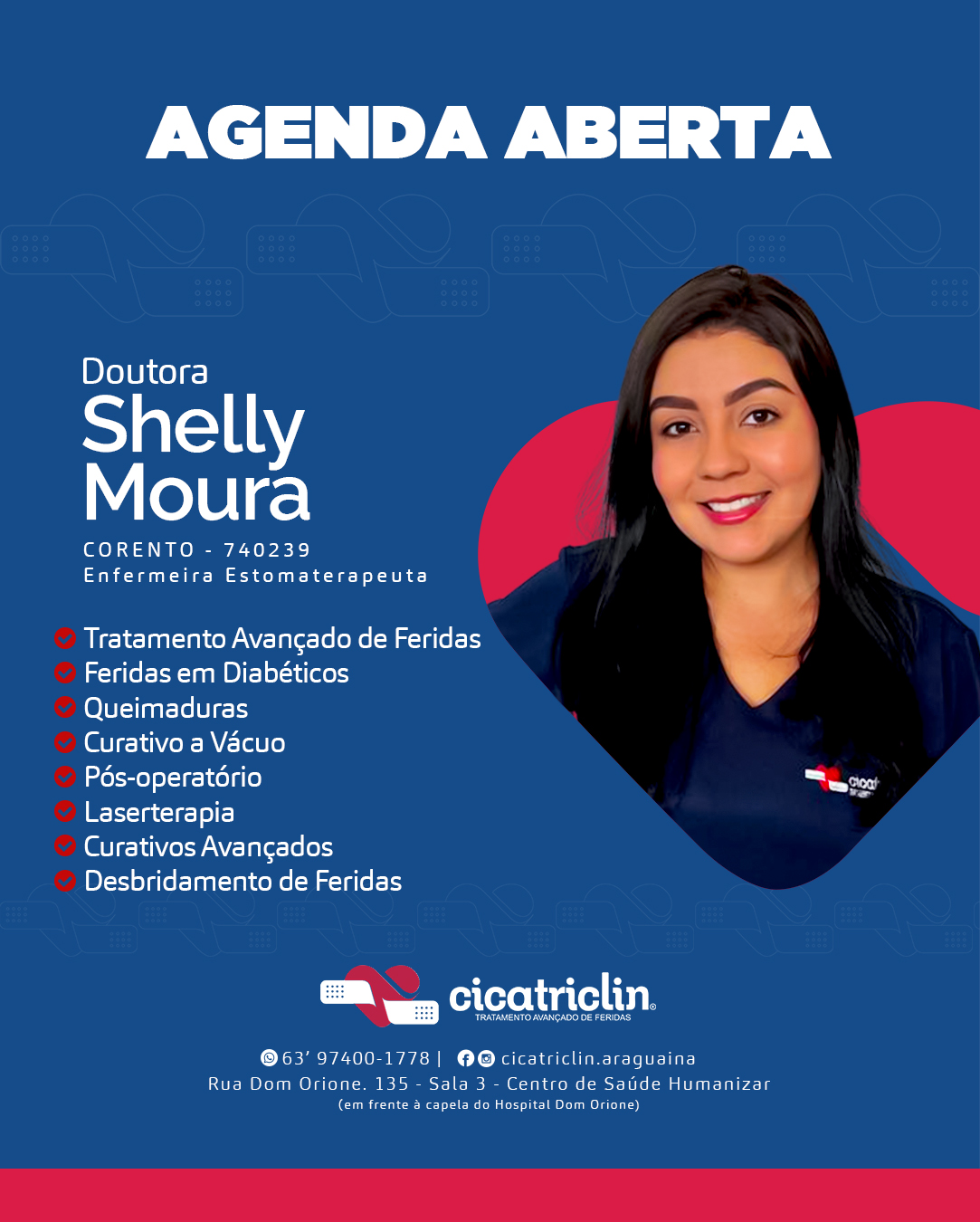 Apresentação profissional da enfermeira Shelly Moura